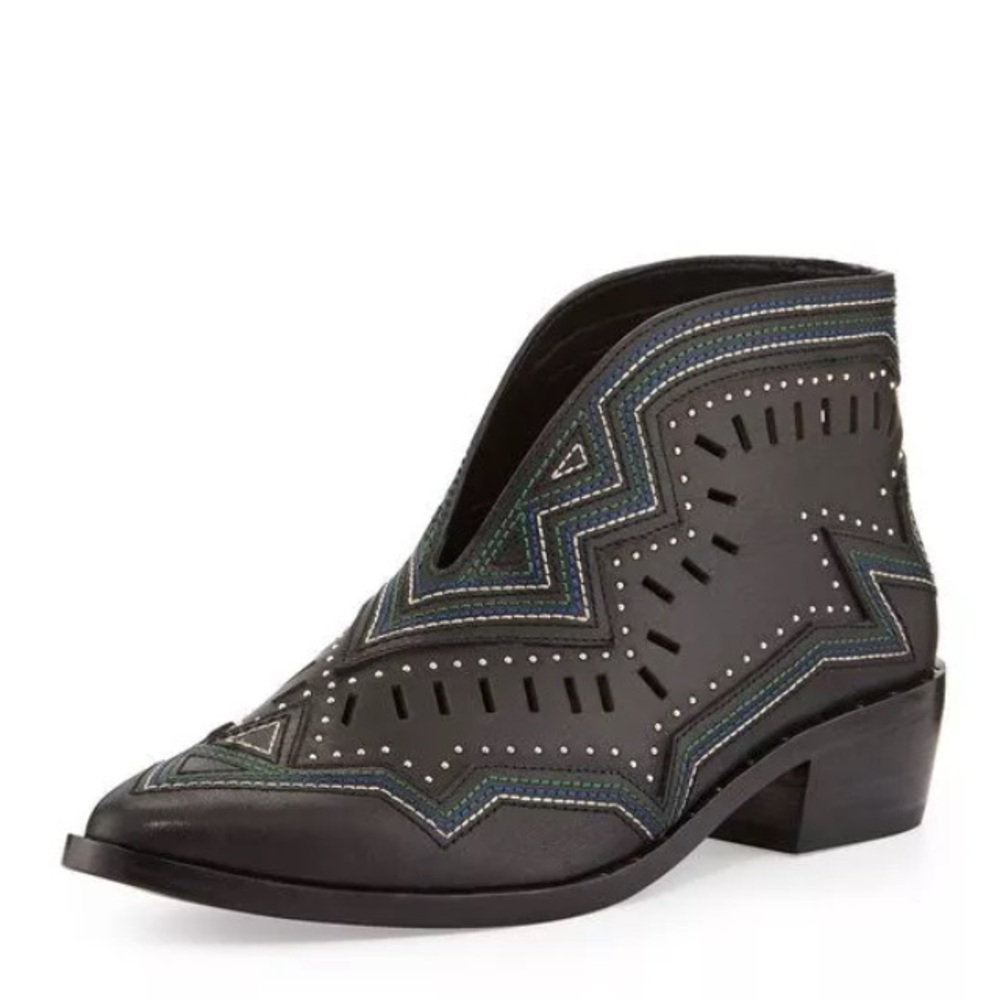 Ivy Kirzhner Santa Cruz Studded Ankle Boots Black Leather 6.5 Boho Festival NIB